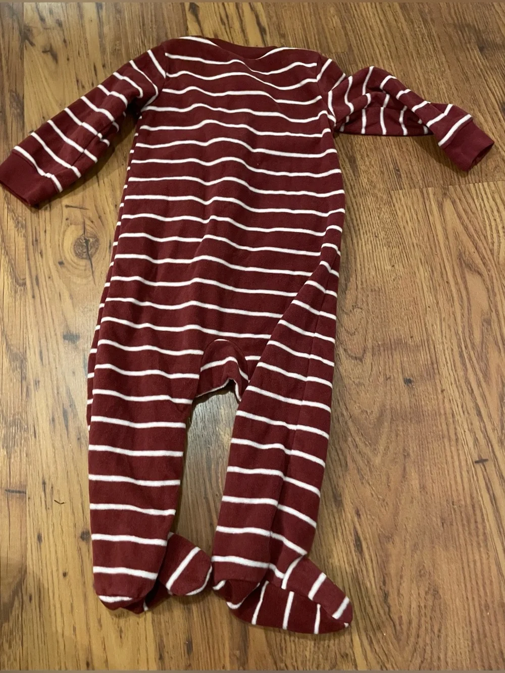 Carter's Burgundy and White Striped Footed One-Piece with Fox Patch